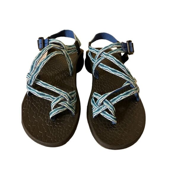 Chaco Woman's Strape Sandals Eco Tread Size 6M blue design - Picture 1 of 5